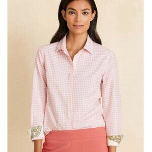 J.McLaughlin Lois Pink & White Gingham Shirt NWT Size Small
